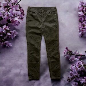 Ann Taylor The Skinny Grey w/Dark Grey Floral Print Pants/Jegging